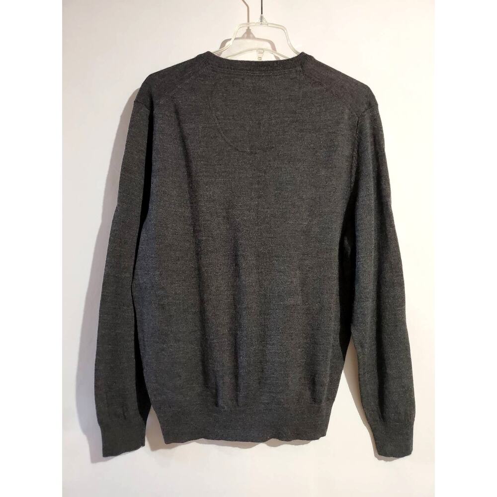 Club Room Men's M Merino Wool Blend V-Neck Preppy Collegiate Gray Sweater - Picture 3 of 8